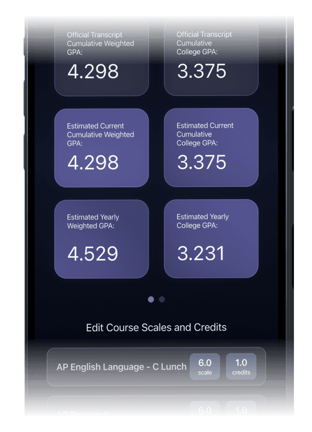 Calculation feature screenshot - Calculate Your GPA