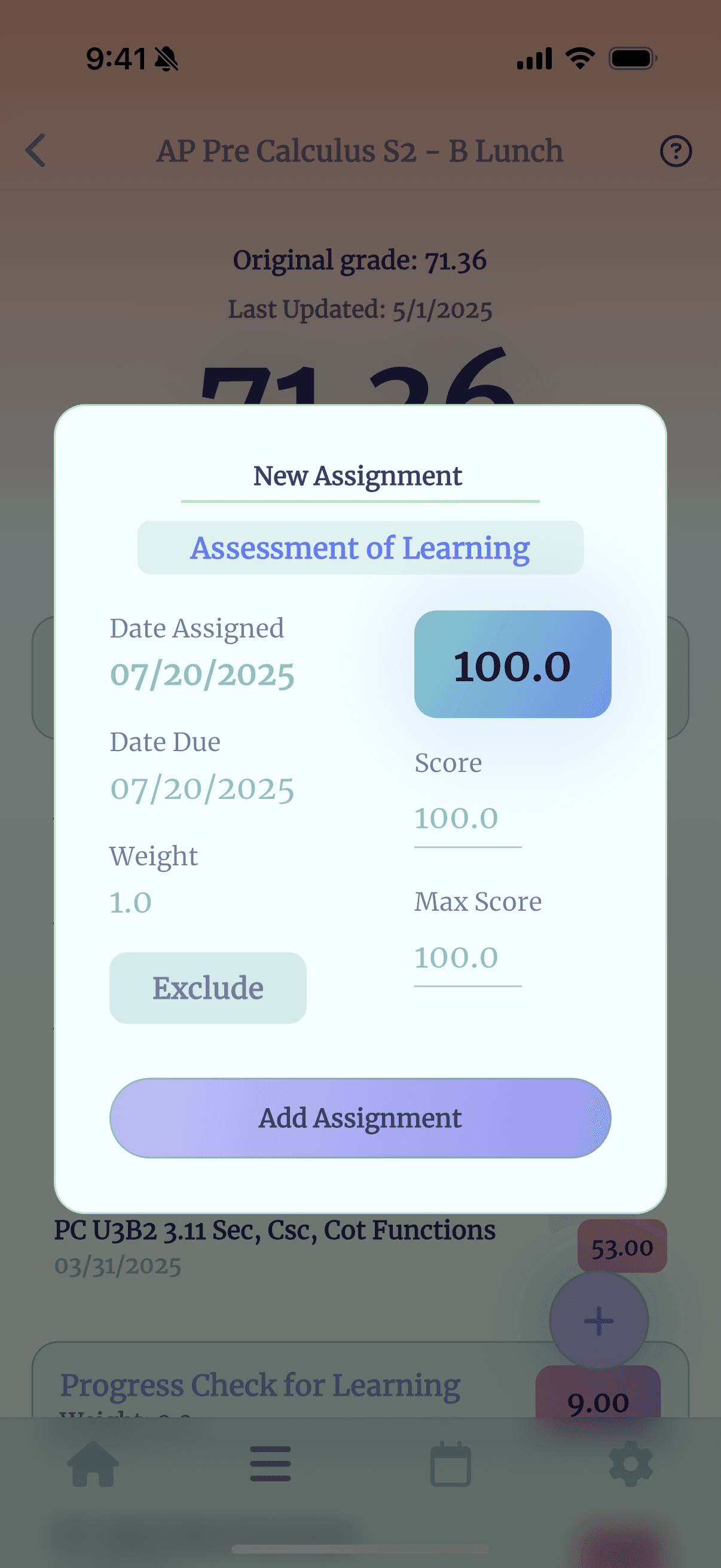 Grayd app screenshot IMG_8262.PNG - Academic companion app interface